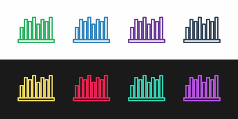 Set line Pie chart infographic icon isolated on black and white background. Diagram chart sign. Vector Illustration