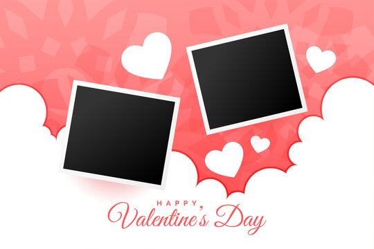 valentines day greeting with two photo frames