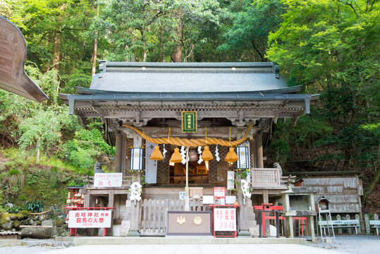 Kyoto, Japan - Mar 27 2019 - Yuki Shrine at Kurama-dera Temple in Kyoto, Japan. The Shrine was founded in 940 AD.