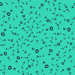 Black Old key icon isolated seamless pattern on green background. Vector