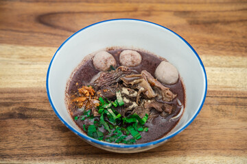 Braised beef clear noodle with meat ball soup stew