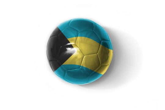 realistic football ball with colorfull national flag of bahamas on the white background.