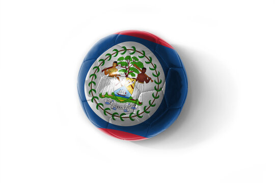 realistic football ball with colorfull national flag of belize on the white background.