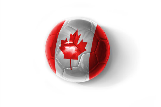 realistic football ball with colorfull national flag of canada on the white background.