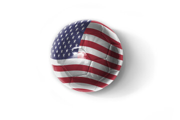 realistic football ball with colorfull national flag of united states of america on the white...