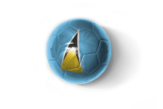 realistic football ball with colorfull national flag of saint lucia on the white background.