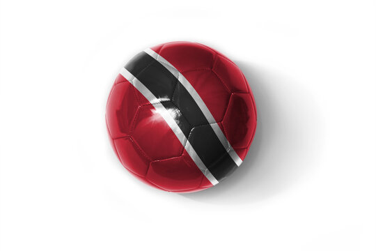 realistic football ball with colorfull national flag of trinidad and tobago on the white background.