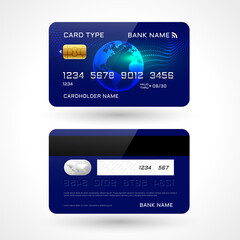 credit card mockup design with front and back
