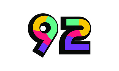 92 New Number Modern Fresh Color Youth
