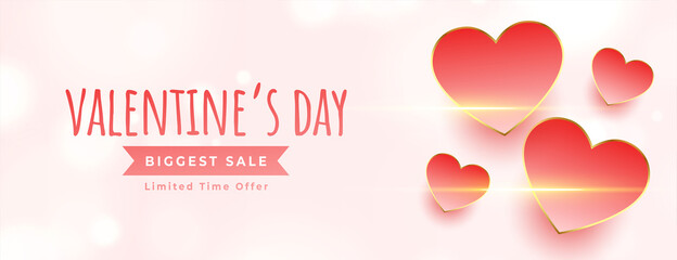 valentines day big sale with love hearts and light effect