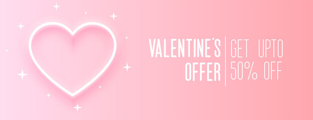 valentines day offers and sale pink banner design