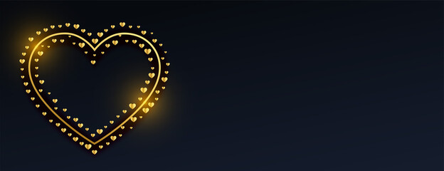 golden decorative hearts on black background for valentines day