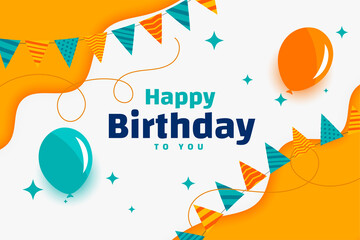 Fototapeta premium happy birthday flat invitation birthday card design