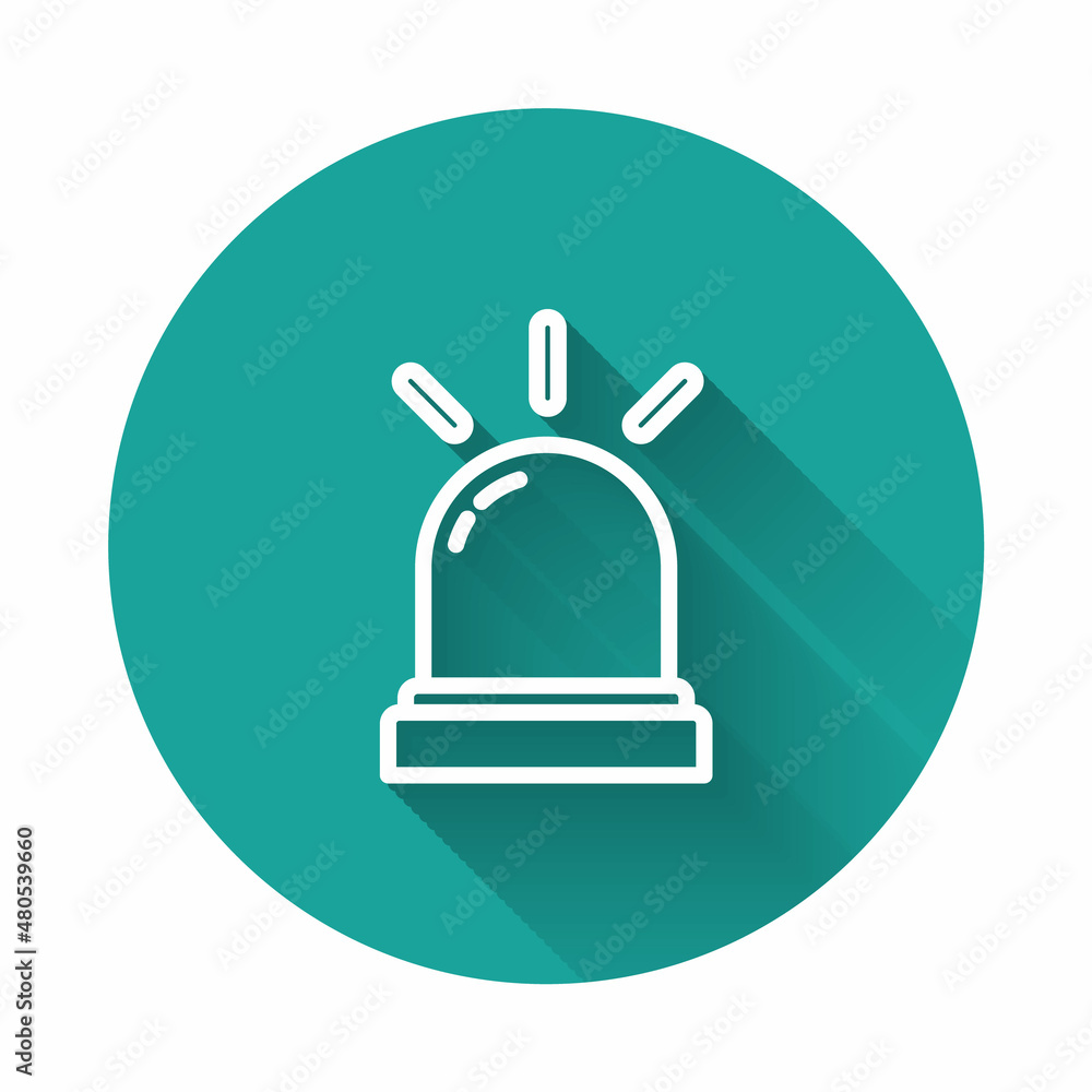 Aufkleber white line motion sensor icon isolated with long shadow. green circle button. vector