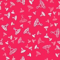 White line Fishing float in water icon isolated seamless pattern on red background. Fishing tackle. Vector © Iryna