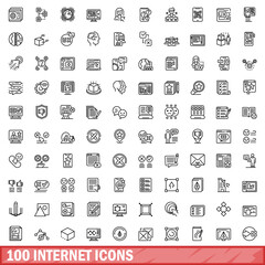 Fototapeta na wymiar 100 internet icons set, outline style