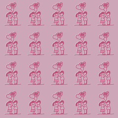 Valentine's day background, Abstract seamless pattern with hearts. Template greeting card, invitation and advertising banner, brochure. Cute Valentine cards.