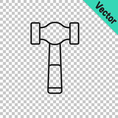 Black line Hammer icon isolated on transparent background. Tool for repair. Vector
