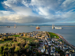 Cromarty Town in Scotland Aerial View