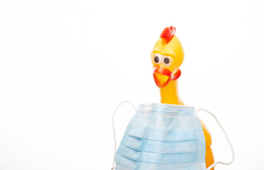 image of mask rubber chicken white background 