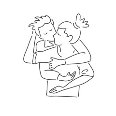 Couple Gay in love, hand draw doodle cartoon vector illustration for valentine's day concept.	