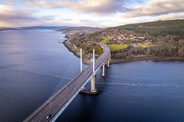 Fototapeta na wymiar Bridge Spanning From North Kessock to Inverness Over the Beauly Firth Inverness