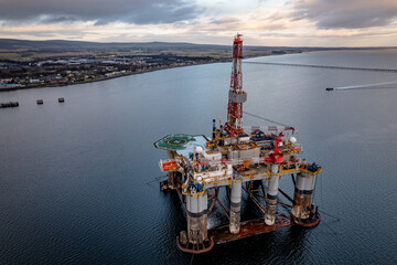 Oil and Gas Drilling Platform in the Evening