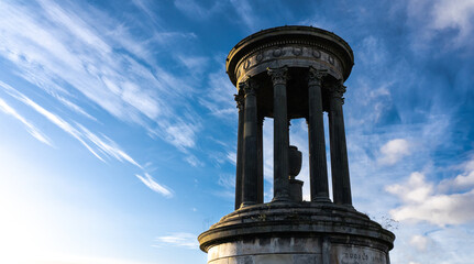 Dugald Steward monument in Calton Hill, Edinburgh with a sky view. Unesco 
