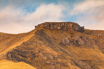 Mountain landscape on the island of Vagar, Faroe Islands.