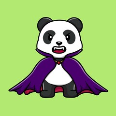 Cute Panda Vampire Cartoon Vector Icon Illustration. Animal Fantasy Icon Concept Isolated Premium Vector. Flat Cartoon Style