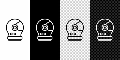 Set line Astronaut helmet icon isolated on black and white, transparent background. Vector © vector_v
