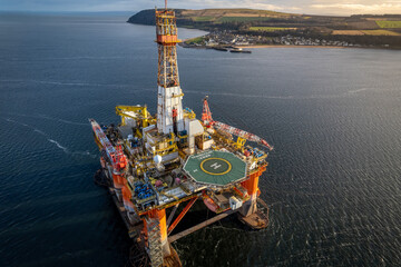 Oil and Gas Drilling Platform Aerial View