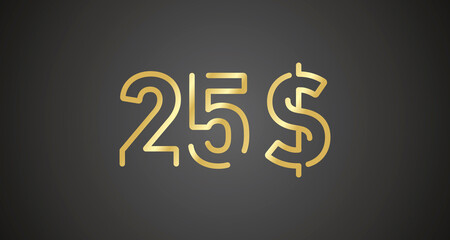25$ internet website promotion sale offer big sale and super sale coupon code dollar golden 25$ discount gift voucher coupon vector illustration