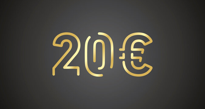 20 Euro internet website promotion sale offer big sale and super sale coupon code golden 20 Euro discount gift voucher coupon vector illustration