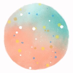 Colorful circle element with watercolor texture for decoration 