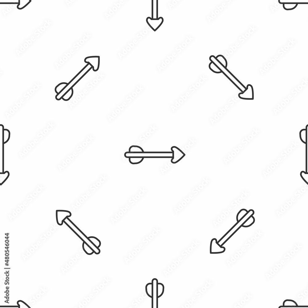 Poster grey line arrow icon isolated seamless pattern on white background. vector