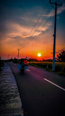 Fototapeta na wymiar sun, sunset, sunrise, road, nature, photography