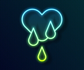 Glowing neon line Blood donation icon isolated on black background. Vector