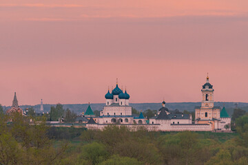 Church in the evening with the pink sky