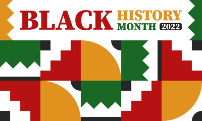 Black History Month in February. African American Culture and History. Celebrated annual in United States and Canada. In October in Great Britain. Vector poster, tradition ornament illustration