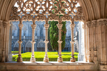 Fototapeta premium Courtyard of Batalha Monastery. Batalha Monastery is Dominican monastery in central Portugal.