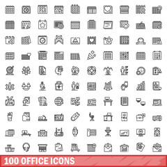 Obraz na płótnie Canvas 100 office icons set, outline style