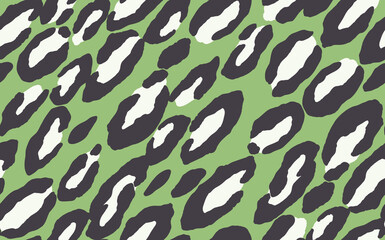 Abstract modern leopard seamless pattern. Animals trendy background. Green decorative vector stock illustration for print, card, postcard, fabric, textile. Modern ornament of stylized skin