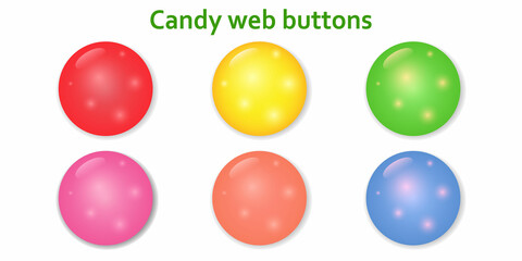 Candy web buttons set. Design elements for websites, mobile applications and online computer games. 3 D. Vector illustration.