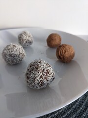 chocolate truffles on a plate