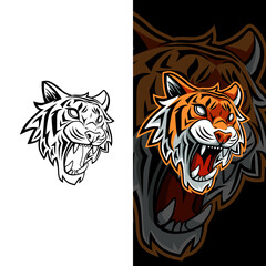 Tiger Head Roaring Mascot Illustration E-Sport Logo This logo is very suitable for teams, communities, groups, sports, basketball, soccer, rugby, and also for clothes, t-shirts, jackets