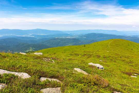mountain landscape on borzhava ridge in summer. beautiful scenery of green carpathian nature. panoramic view on a sunny day