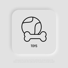 Dog toys thin line icon: ball and bone. Modern vector illustration for pet shop.