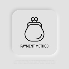 Payment method: retro purse thin line icon. Modern vector illustration for mobile app.