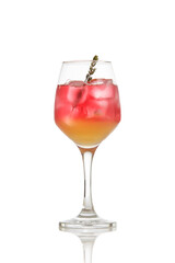 Cocktail in a glass isolated on white.